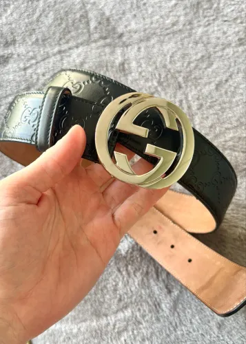 Cinto GUCCI Signature de couro PRETO (ORIGINAL)