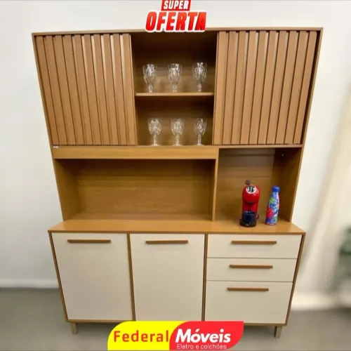 Armário para Cozinha Ripado 1,64m - Compacto e Moderno!