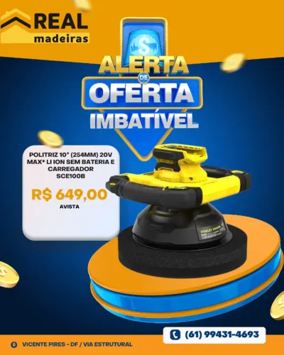 Politriz 10? (254mm) 20V MAX* Li Ion Sem Bateria e Carregador STANLEY- SCE100B