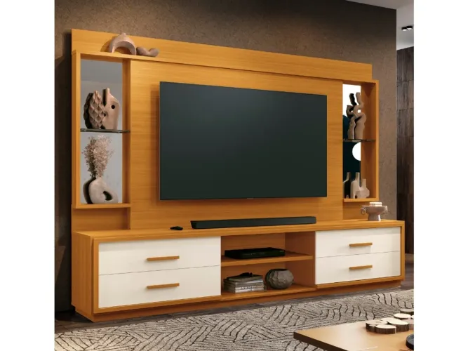 Home Leni para TV de 75 polegadas - Cedro/Off White l654