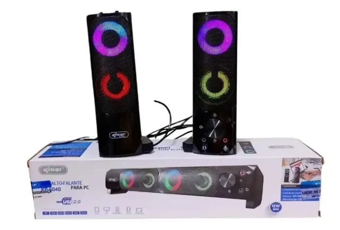 Caixa de Som Para Pc -2 em 1 Soundbar RGB Barra Knup KP-6040 -Loja Coimbra Computadores