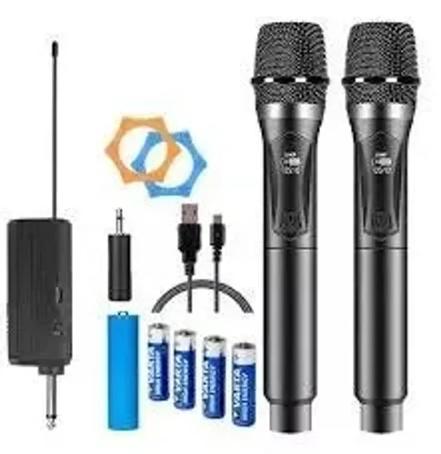 Kit 2 Microfones Sem Fio Profissional Uhf Led Com Receptor