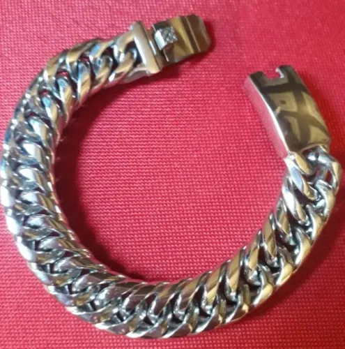 Pulseira de aço inoxidável cubana, modelo groumet (108 gramas) 