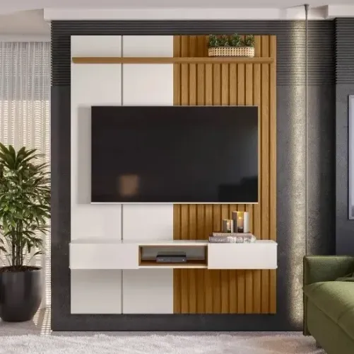 Painel Bless 1.6 cm Off White/Freijó -  Pronta Entrega 
