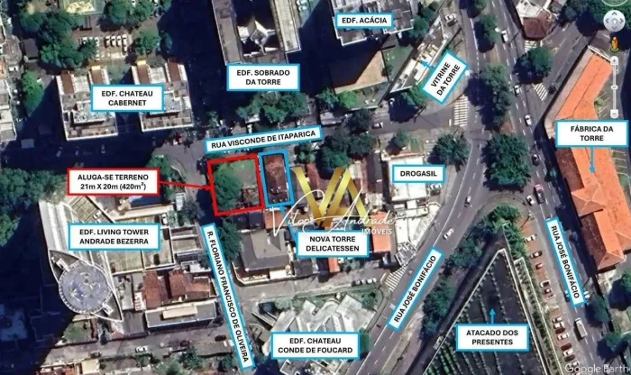 Terreno de Esquina Murado com 420m² para Locação