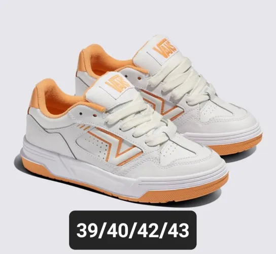 Tênis Vans UPLAND Branco com Detalhes Laranja Tamanhos 40