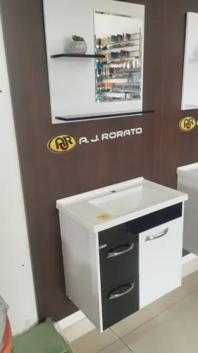 ARMARIO SUSPENSO COM ESPELHO E PIA 39 CM