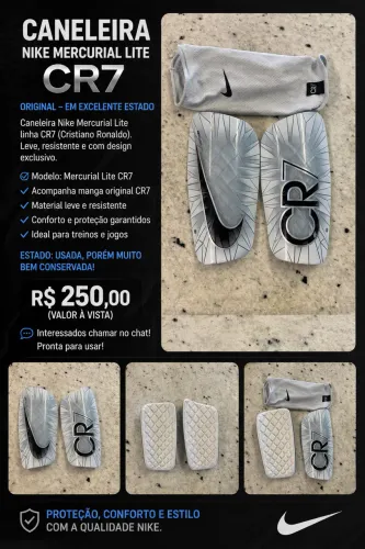 Caneleira Nike Mercurial Lite CR7 Original - Completa com Manga - Excelente Estado