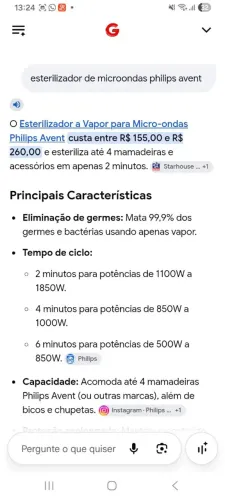 Esterilizador de micro-ondas avent Philips 