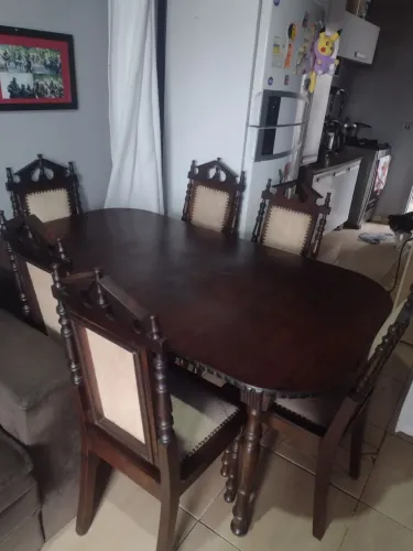 Mesa jantar colonial antiga 6cadeiras  