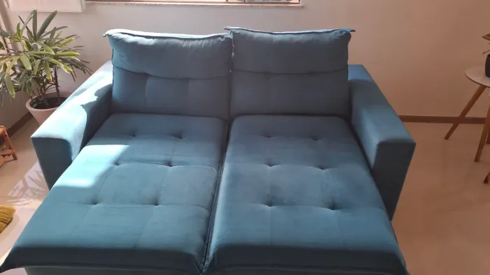 Sofá retrátil 3 lugares Azul turquesa