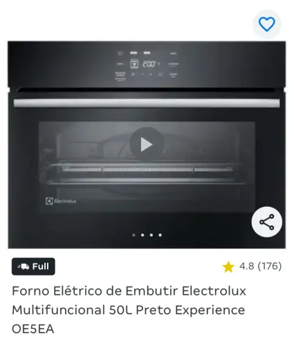 Forno Elétrico de embutir Electrolux multifuncional 50 L