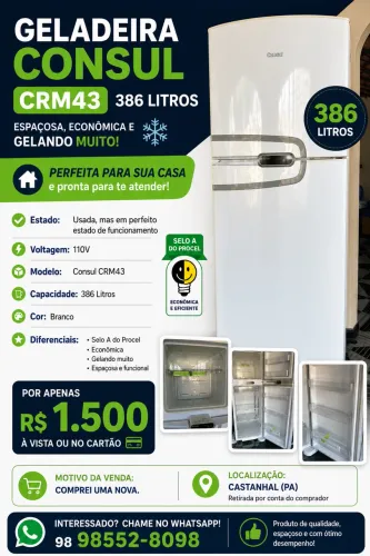 REFRIGERADOR CONSUL CRM43 386lts