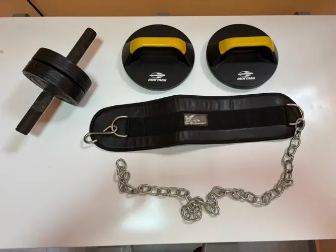 Kit Musculação e Treino Funcional | Cinto Para Peso + Ab Wheel + Suporte Flexão Giratório