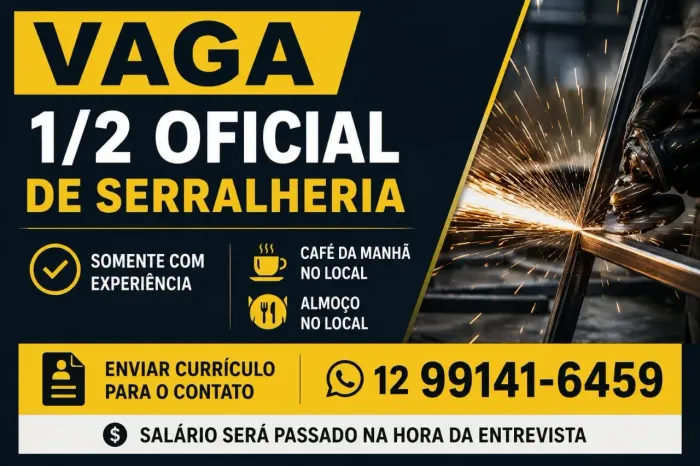 Vaga para 1/2 oficial em serralheria