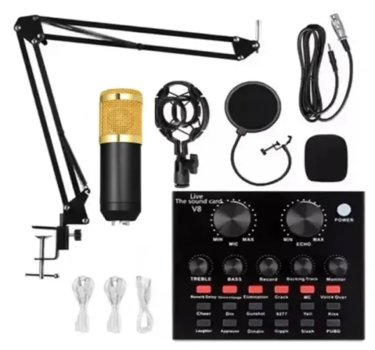 Kit Interface Mesa V8 e Microfone Bm 800 Com Braço Articulado