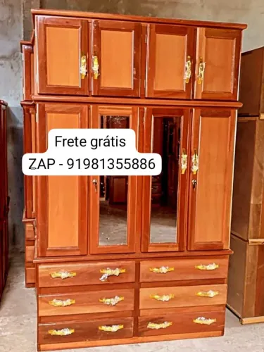 Guarda - roupa de casal 4 portas madeira maçaranduba novo!