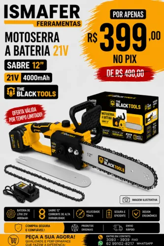 MOTOSERRA A BATERIA 21V SABRE 12" THE BLACK TOOLS - TCS21B