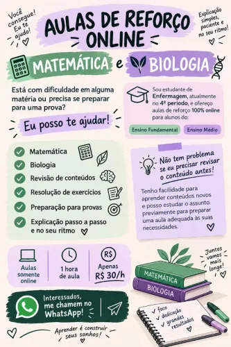 Reforço Escolar Online - Matemática e Biologia