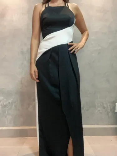 Vestido Longo festa (preto e branco) TVZ - Tam 38