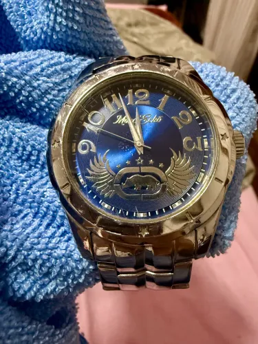 relógio marca marc ecko, masculino, prateado e azul