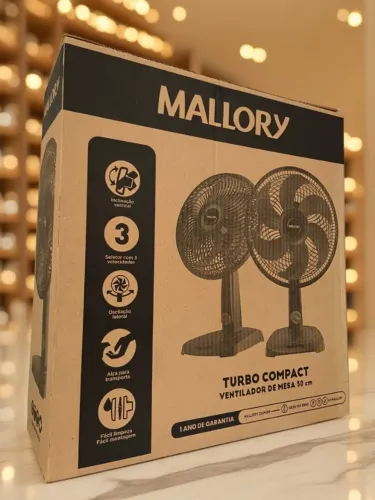 Ventilador de Mesa Mallory 30cm Turbo Compact Preto an11