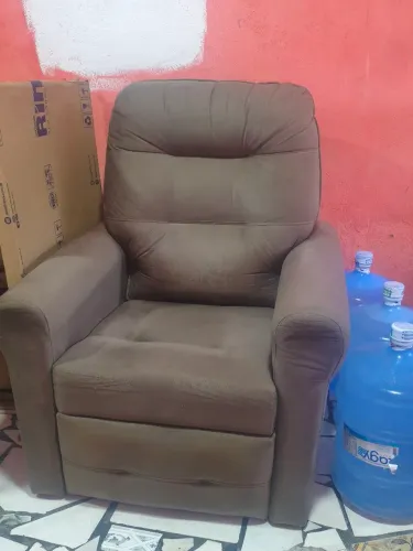 Poltrona do Papai Reclinável em Suede Marrom - Super Confortável