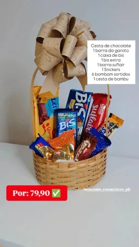 Cesta de chocolate bem recheada 