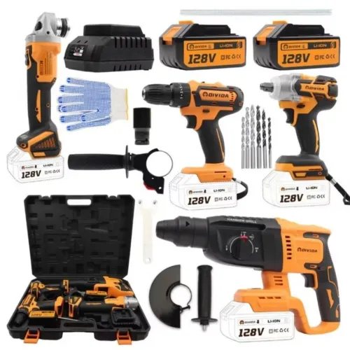 Kit 4em1 Ferramenta Martelete Esmerelhadeira Lixadeira Parafusadeira Chave de Impacto.