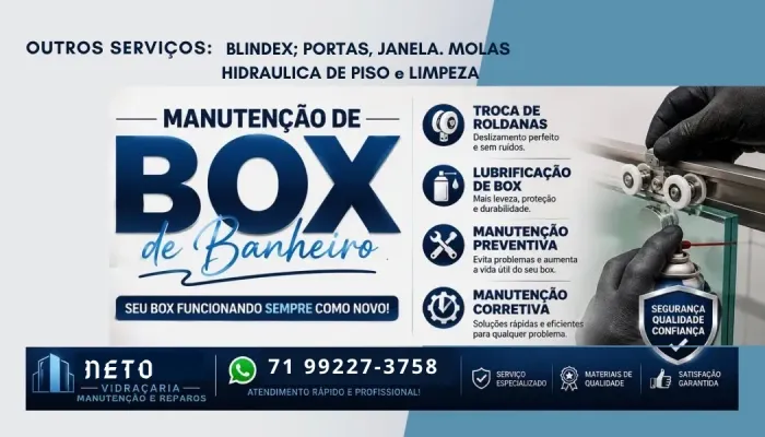 Manutenção de box vidro e limpeza