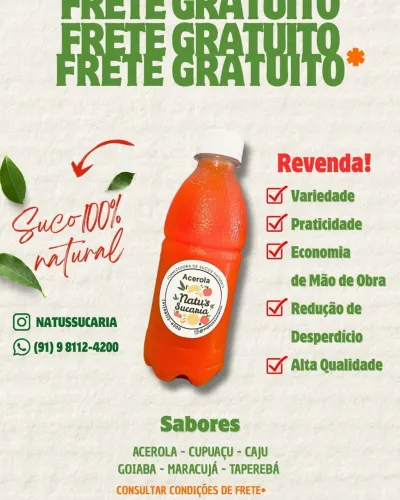 Sucos naturais engarrafados frete grátis 3,50