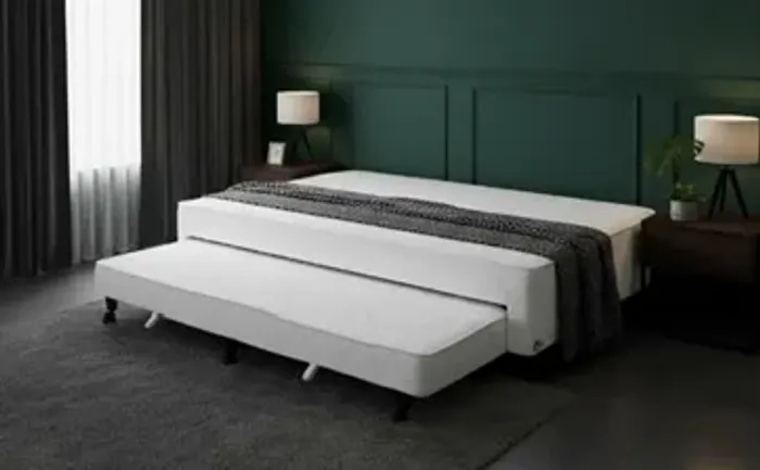 Cama Box Castor Poli Solteiro Branco c/ colchão auxiliar 88x188x27cm