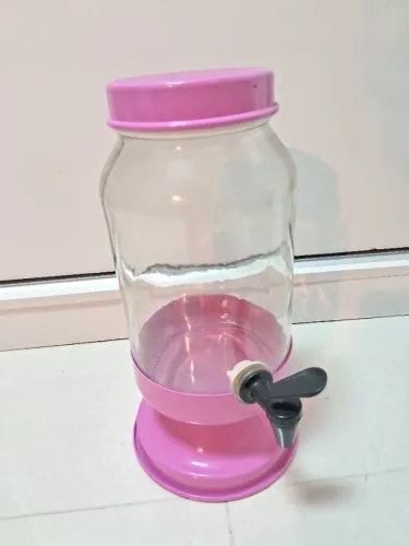 Suqueira de Vidro com detalhes Rosa