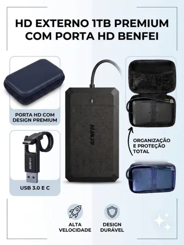 HD externo 1TB USB 3.0 e C