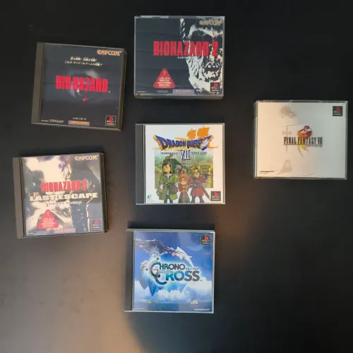 Lote PS1: Biohazard 1 2 3, Final Fantasy VII, Dragon Quest VII, Chrono Cross Originais Jp