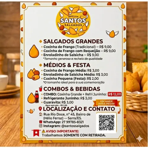 Salgados, coxinhas, pastel, enroladinho e etc... 
