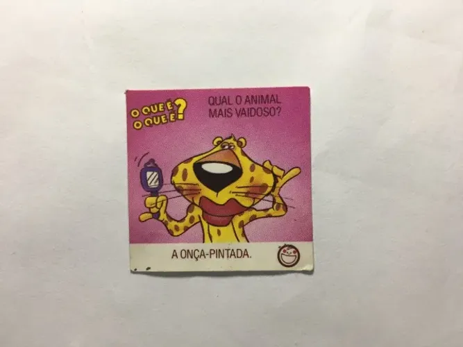 Figurinha Onça-Pintada Coleção Álbum O Que É, O Que É? Elma Chips 1991 Nunca Colada