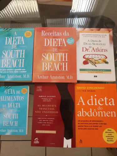 5 livros sobre dietas: Dieta de South Beach, dr Atkins, Abdomen,