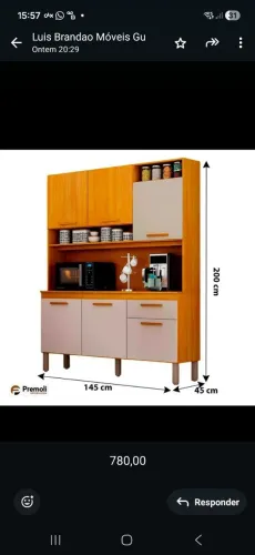 guarda roupas Kitão Noor 1,45m 6 portas 1 gaveta Cinamomo/Off Chf moveis