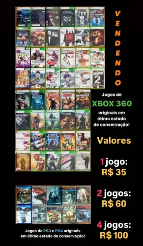 Jogos originais de XBox 360 e PlayStation 3 em ótimas condições