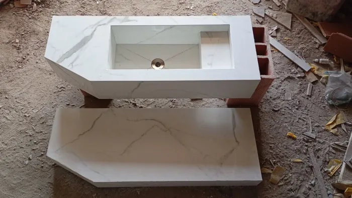 Porcelanataria, Fabricação De Produtos de porcelanato, nicho cubas escupida, bancada ilha