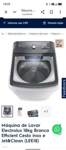 Vendo Lavadora LEE18 18KG Electrolux