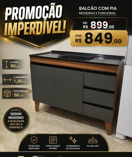 Promoção de balcão com pia