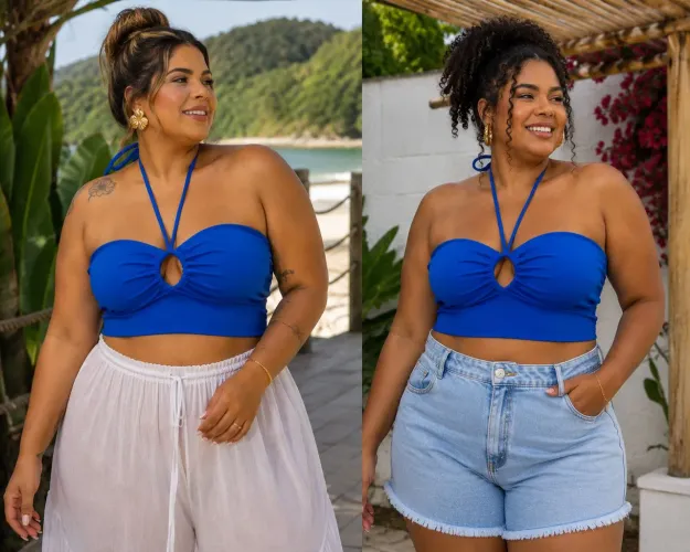 Croped plus size com bojo