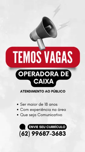 VAGA DE EMPREGO - OPERADORA DE CAIXA