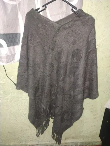 poncho para inverno cinza 36