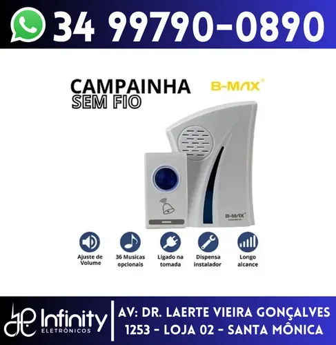 Campainha Sem Fio Residencial Comercial Bivolt