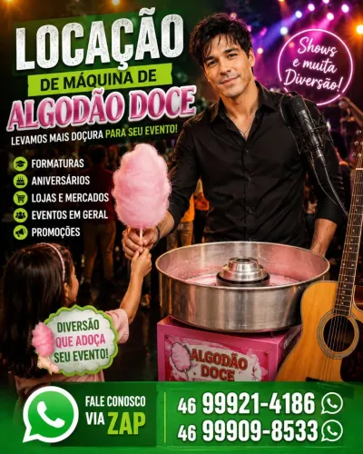 Locador máquina algodão doce realeza parana