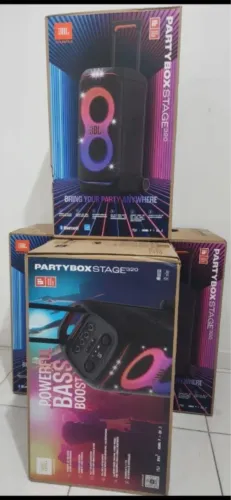 JBL PARTYBOX 320 STAGE PRETA, LACRADA COM NOTA FISCAL E GARANTIA 1 ANO.