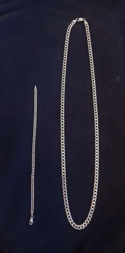 Kit Corrente 7mm e pulseira 6mm de prata!!